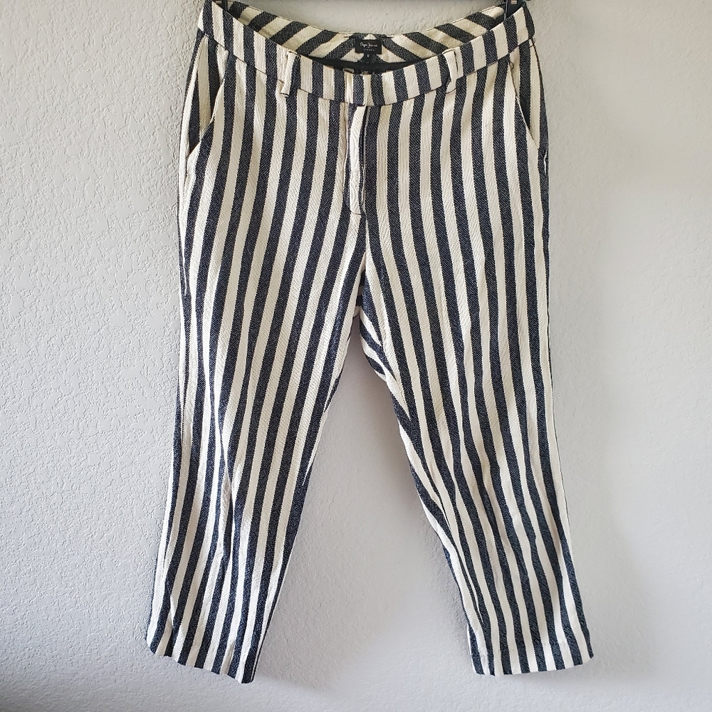 Pepe jeans striped ankle cropped pants